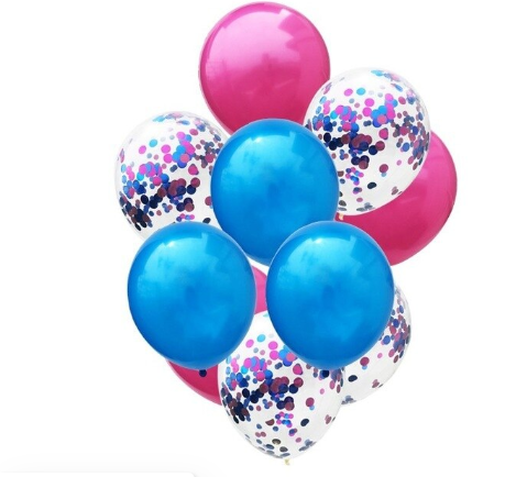 Синие латексные шары, шары с конфетти "микс"