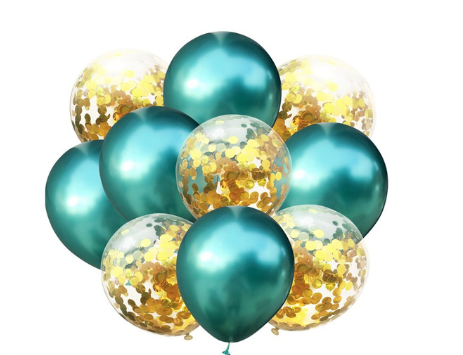 Цветные латексные шары хром  и воздушные шары с конфетти №31