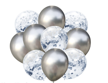 Цветные латексные шары воздушные шары с конфетти серебро