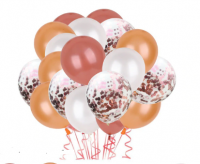 Комплект, шары воздушные и шары с конфетти розовое золото