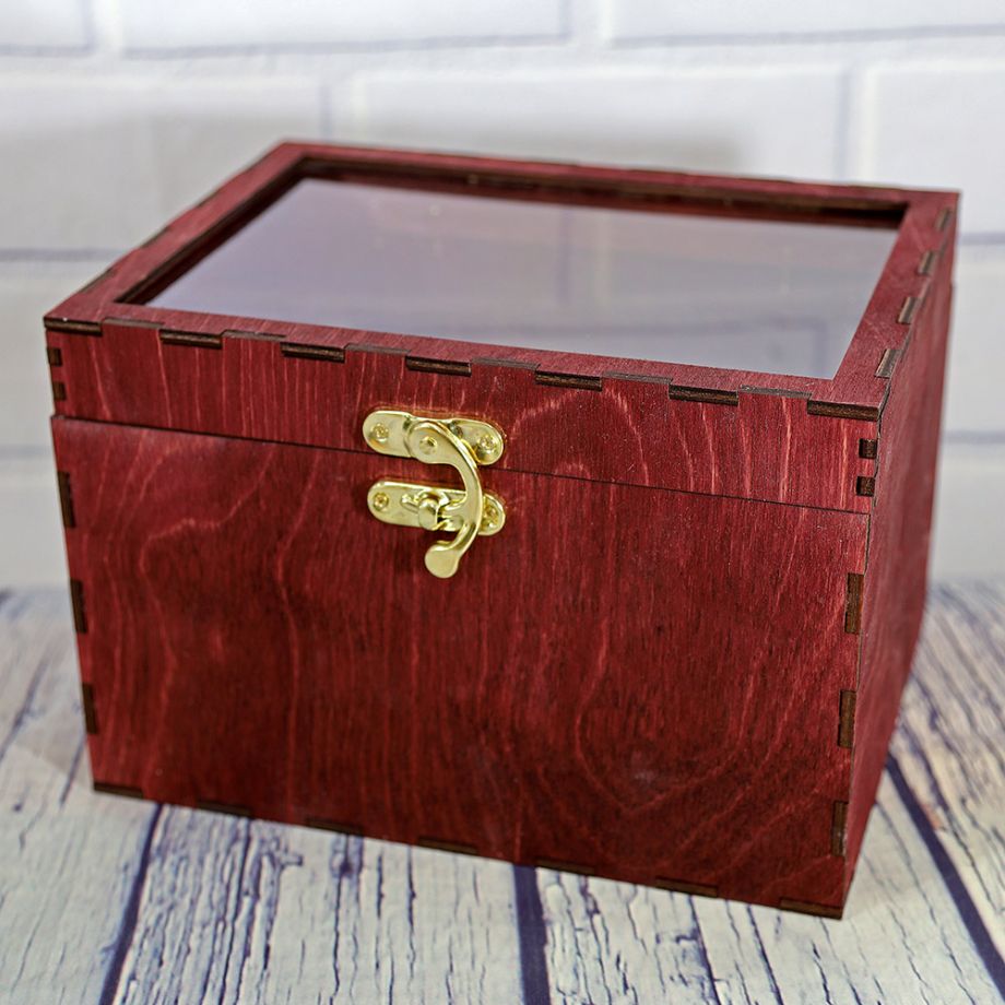 Коробка (шкатулка) из дерева с прозрачной крышкой