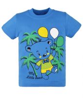 Синяя футболка для мальчика с принтом мишки Узбекистан