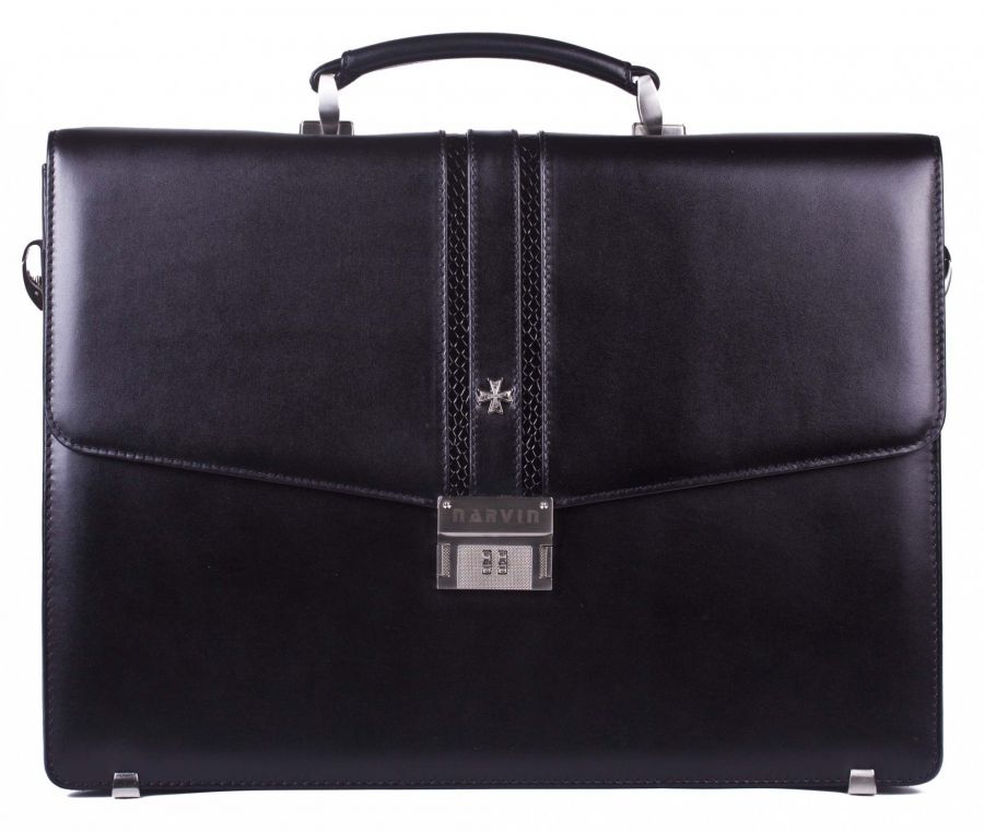 Кожаный мужской портфель Narvin 9736 N.Black/Aligro Black