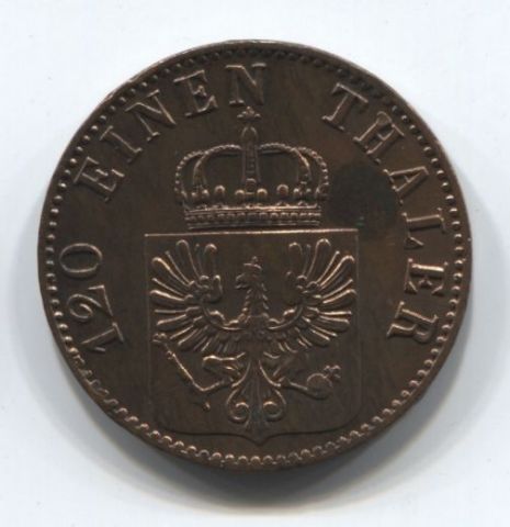 3 пфеннига 1865 года Пруссия AUNC