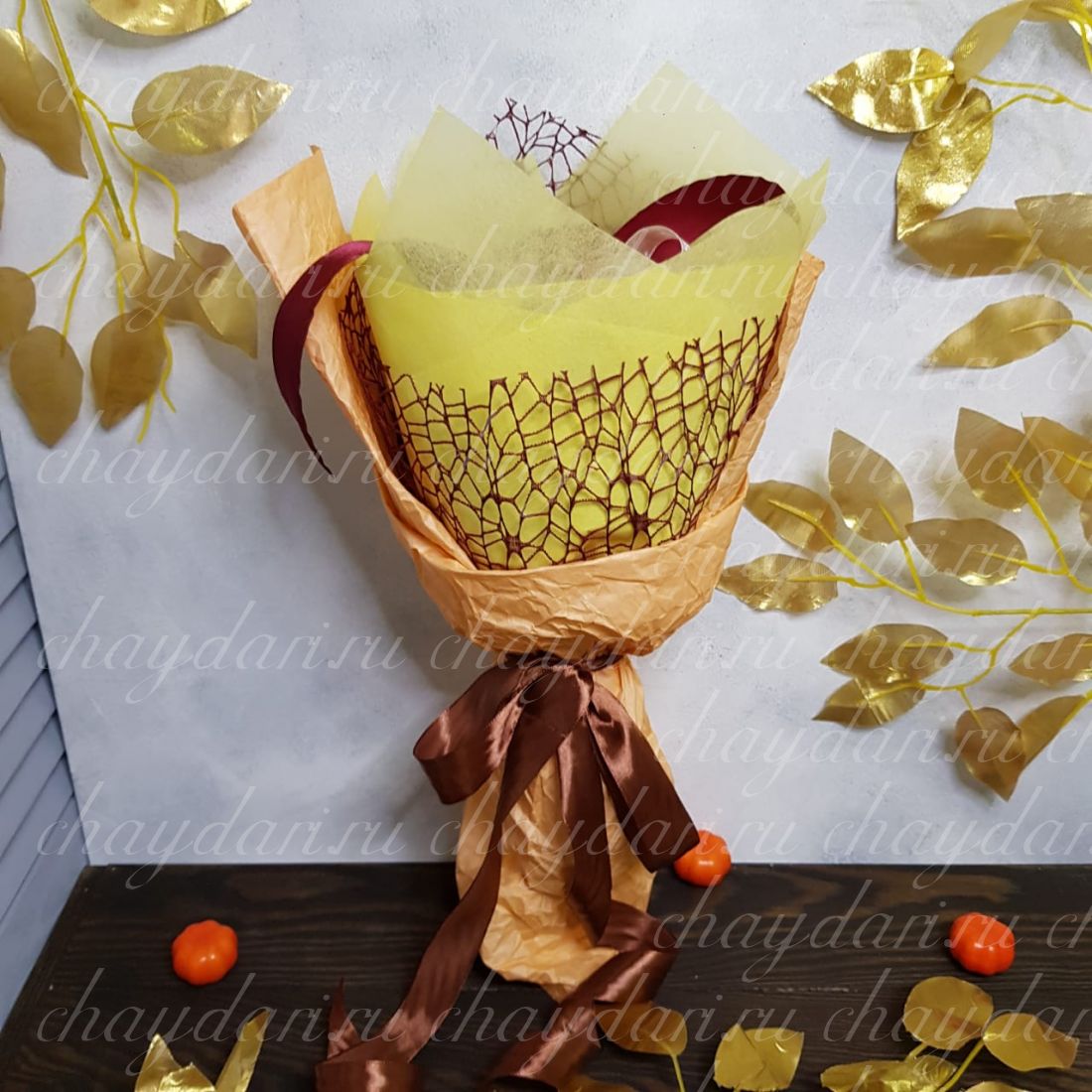 Букет из чая и сладостей "Осеннее настроение"