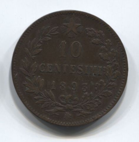 10 чентезимо 1893 года Италия