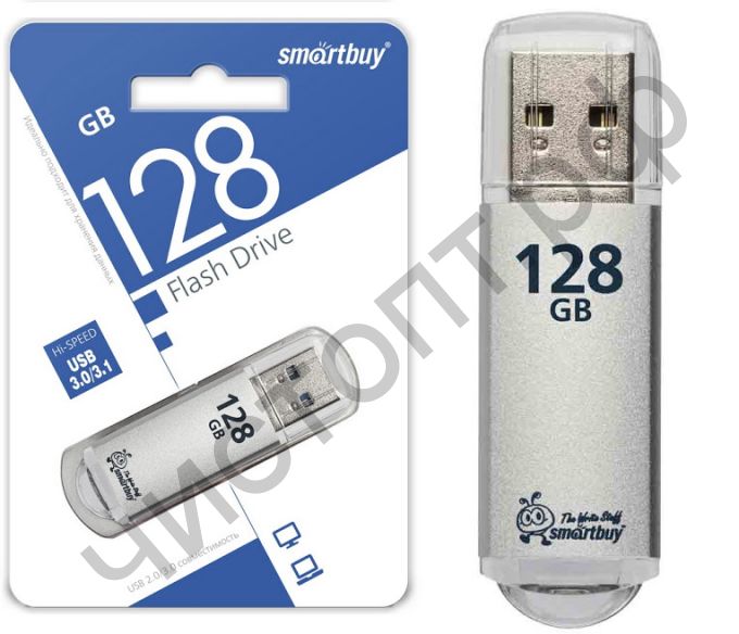 флэш-карта USB 3.0 Smartbuy 128GB V-Cut Silver