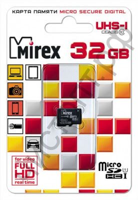 Карта памяти micro SDHC 32GB Mirex Class 10 UHS-I без адаптера