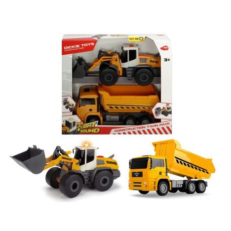 Dickie Toys Набор машинок "Construction Twin Pack" 30 см, свет, звук, 3726008