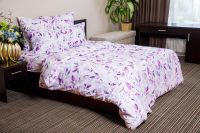 Поплин 2-х спальный с евро [фиолетовый] Акварельный цветок постельное белье