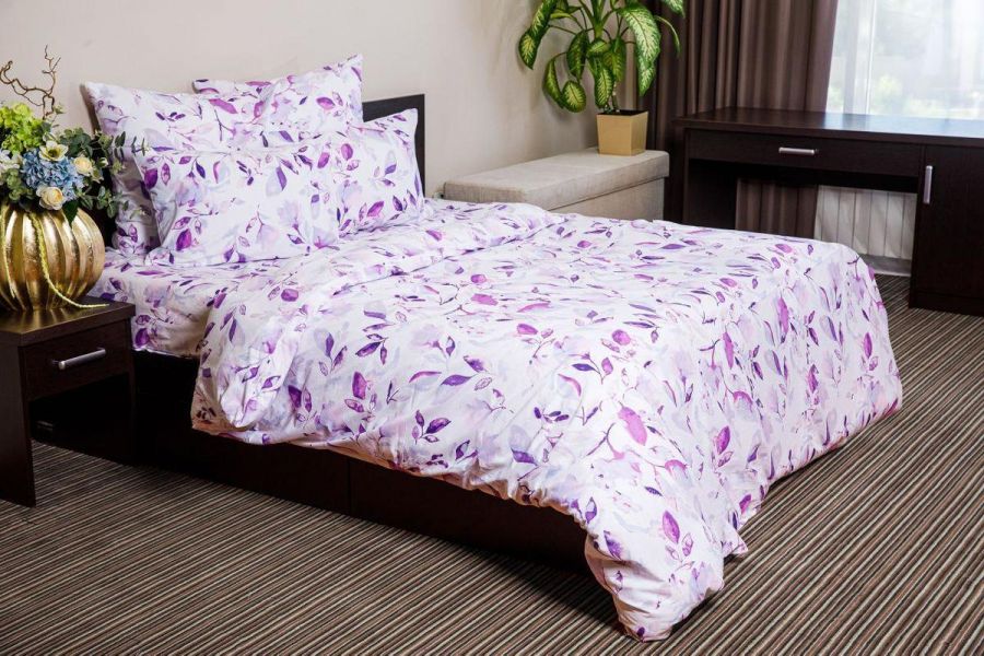 Поплин евро [фиолетовый] Акварельный цветок постельное белье