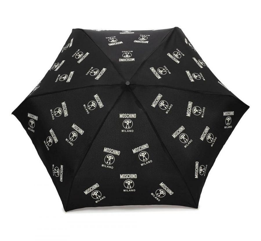 Зонт складной Moschino 8560-SuperminiA Logo Allover Black