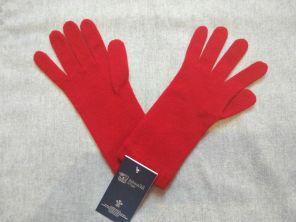 Кашемировые вязаные перчатки для Леди удлиненные с короткой манжетой (100% драгоценный кашемир), цвет Алый. CASHMERE SHORT CUFF GLOVES CLASSIC RED