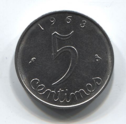 5 сантимов 1963 Франция AUNC