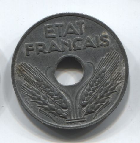 20 сантимов 1943 Франция, оккупация, режим Виши