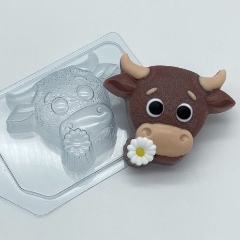 Пластиковая форма для мыла и шоколада "Бык с цветочком" 2030