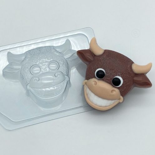 Пластиковая форма для мыла и шоколада "Бык с улыбкой" 2029