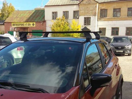 Багажник на крышу Renault Kaptur, Атлант, стальные прямоугольные дуги (в пластике)