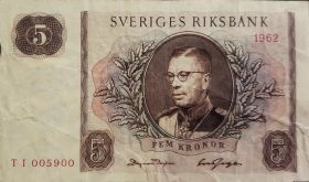 Швеция 5 крон 1962