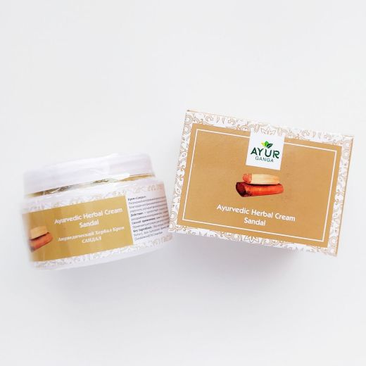 Аюрведический травяной крем Сандал | Ayurvedic Herbal Cream Sandal | 30 г | AyurGanga