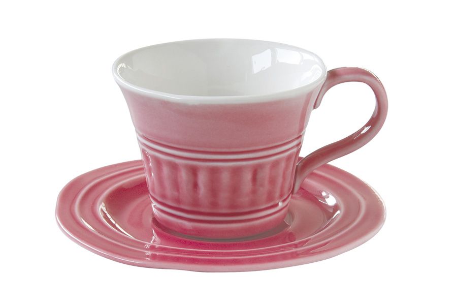 Чашка с блюдцем (тём.розовый) "Abitare" 0.25 л