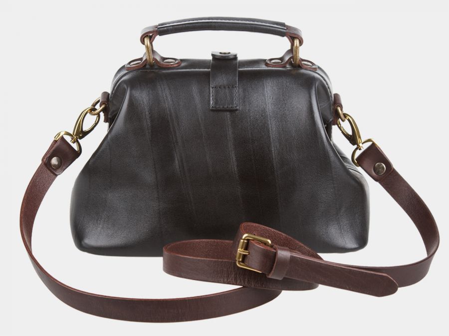 Женская сумка-саквояж из натуральной кожи Alexander-TS "W0013 Black Brown"