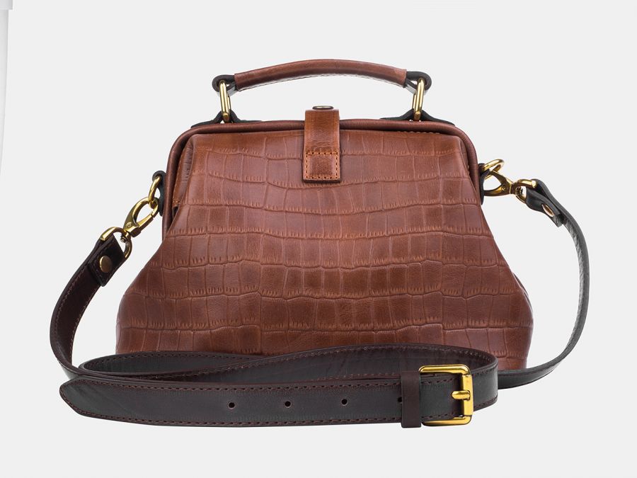 Женская сумка-саквояж из натуральной кожи Alexander-TS "W0013 Congac Croco Brown"