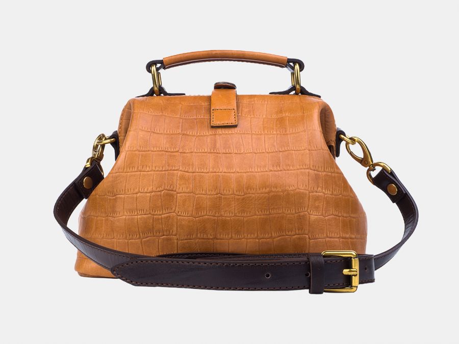 Женская сумка-саквояж из натуральной кожи Alexander-TS "W0013 Mustard Croco Brown"