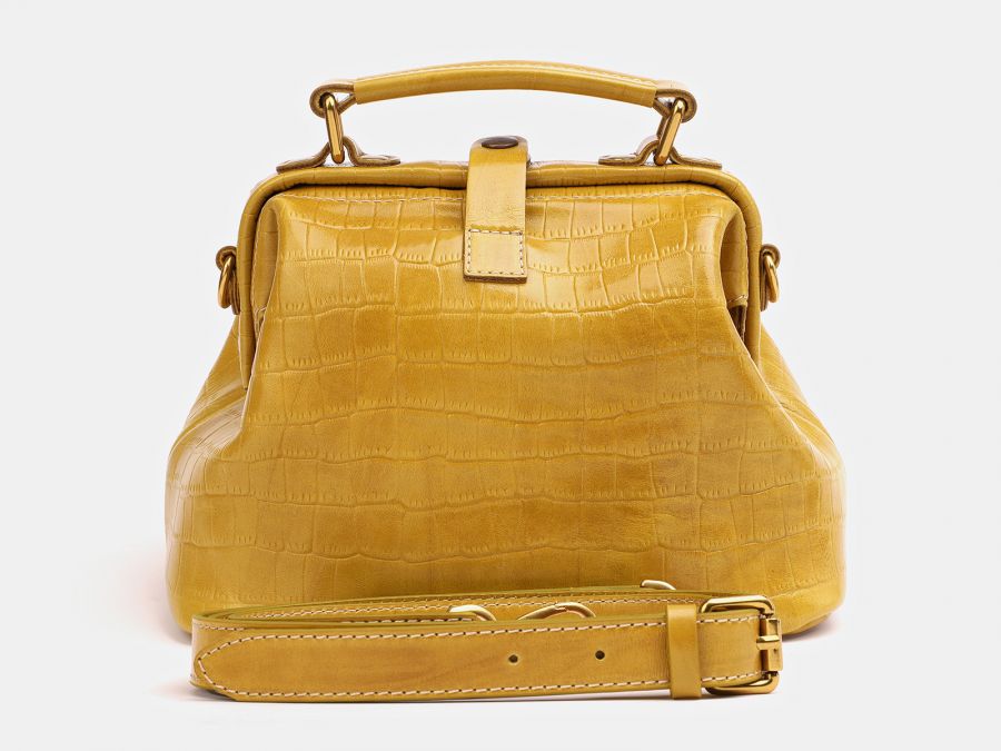Женская сумка-саквояж из натуральной кожи Alexander-TS "W0013 Yellow Croco"