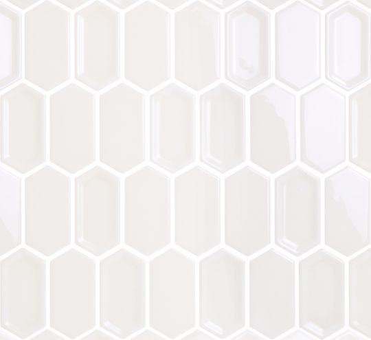 Мозаика LeeDo: Crayon White glos 38x76x8 мм, керамическая глазурованная глянцевая