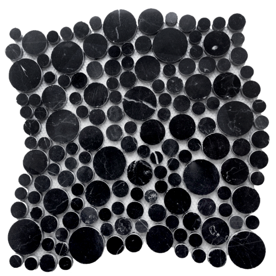 Мозаика LeeDo - Caramelle: Pietrine - Nero oriente bolli полированная (круглые чипы)