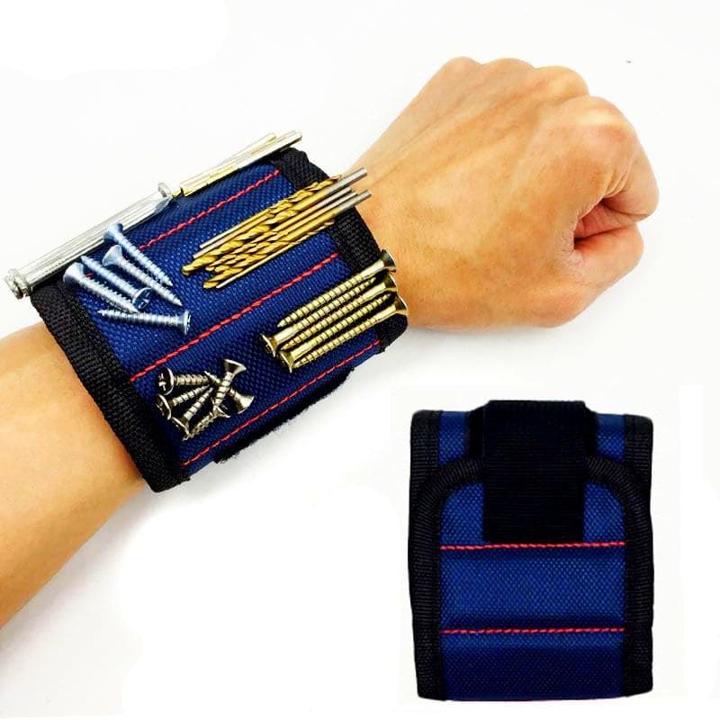 Строительный магнитный браслет Magnetic Wristband (3 магнита), цвет синий