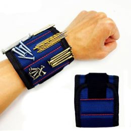 Строительный магнитный браслет Magnetic Wristband (3 магнита), цвет синий | Ручной инструмент