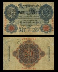 Германия - 20 марок, 1914. F-VF. Мультилот