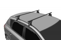 Багажник на крышу Hyundai Santa Fe, 2012г-..., Lux, прямоугольные стальные дуги