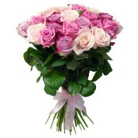 Сиренево-белые розы 50 см