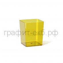 Стакан для ручек ErichKrause Base NEON квадратный прозрачный желтый 51505