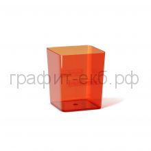 Стакан для ручек ErichKrause Base NEON квадратный прозрачный оранжевый 51506