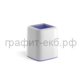 Стакан для ручек ErichKrause FORTE Pastel белый с фиолетовый вставкой 53255