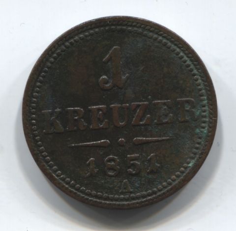 1 крейцер 1851 A Австрия