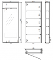 Вертикальный зеркальный шкафчик Cielo Arcadia Simple Tall Box SPSTB реверсивный 45х110 схема 1