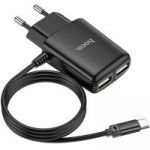 HOCO C82A Черный TYPE-C ЗУ с USB (5B, 2400mA)