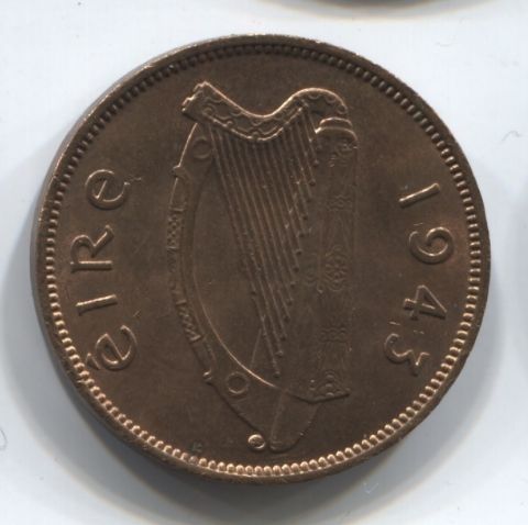 1/2 пенни 1943 Ирландия UNC