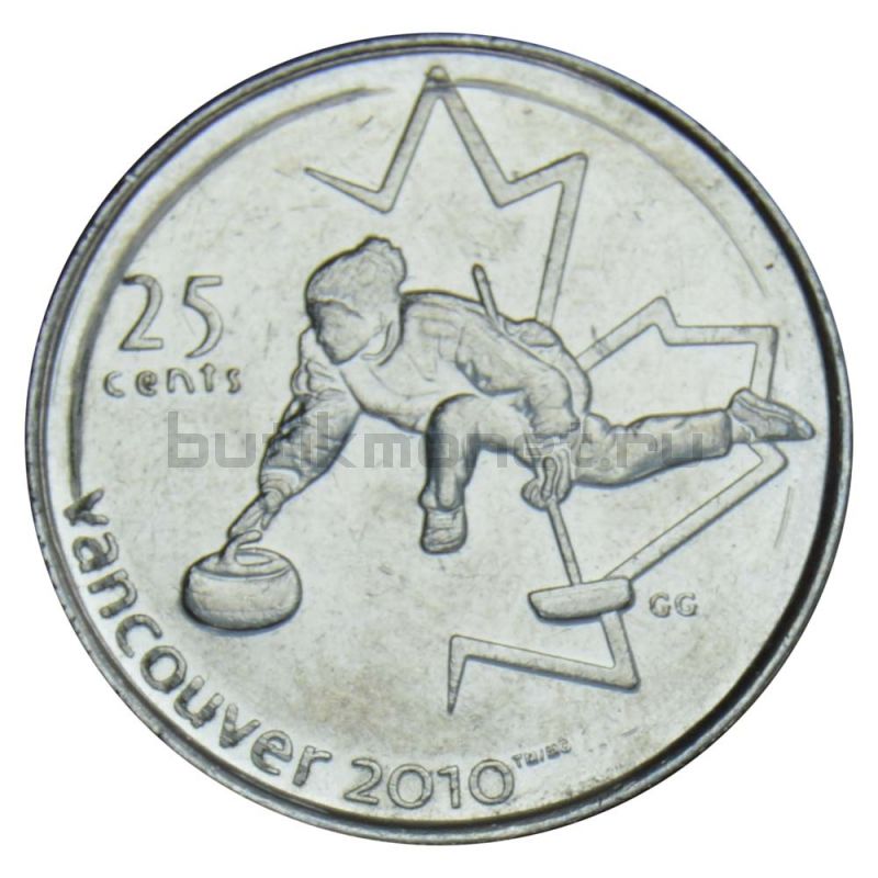 25 центов 2007 Канада Кёрлинг (Олимпийские игры в Ванкувере)