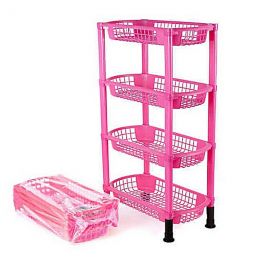 Этажерка пластиковая 4-х ярусная (47 х 28 х 72 см), цвет розовый | Товары для организации хранения вещей