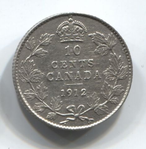 10 центов 1912 Канада AUNC