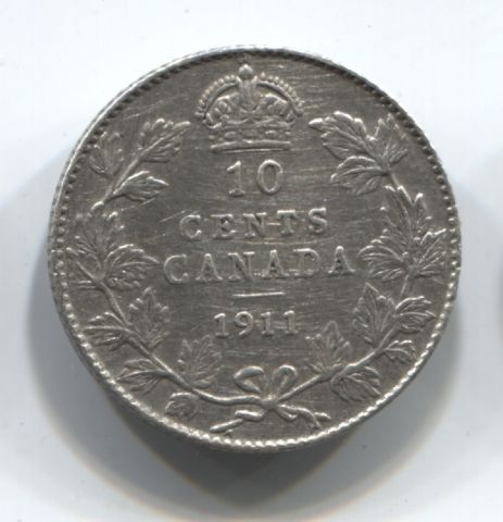 10 центов 1911 Канада AUNC