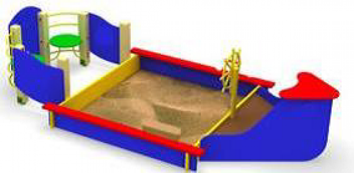 Игровой модуль песочница Кораблик со столиком и лазалкой
