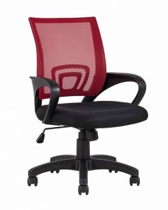 Компьютерное кресло Stool Group TopChairs Simple офисное красное в обивке из текстиля с сеткой, механизм качания Top Gun