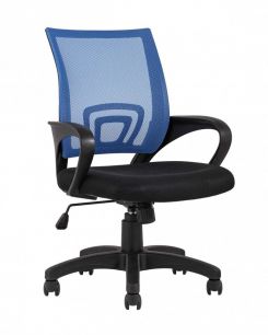Компьютерное кресло Stool Group TopChairs Simple офисное синее в обивке из текстиля с сеткой, механизм качания Top Gun